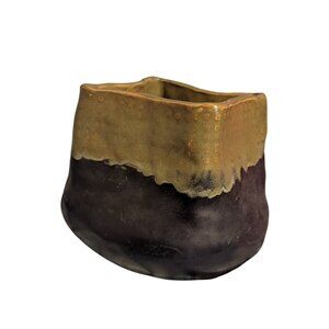 Native American Studio Pottery Bambi Pease Vase Ceramic Slab Art Pot Drip Glaze